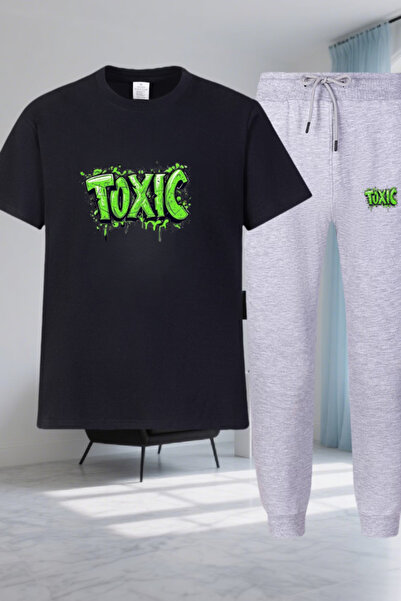 MİDAD Toxic printed t-shirt - jogger t-shirt crew neck bottom top tracksuit set