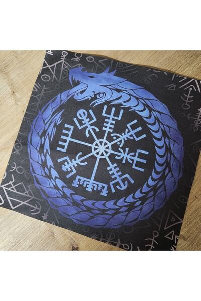 fırsatlar diyarı Vegvisir Ejderha Sembolü Tarot Sunak Bezi Tarot Örtüsü 75x75 Cm