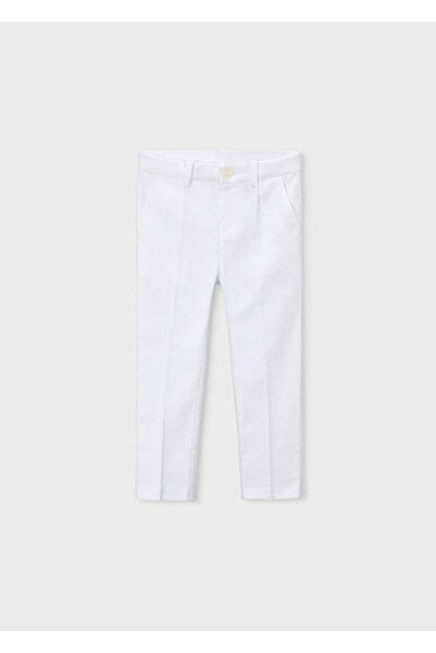 MAYORAL Boy's Linen Trousers White - 03574