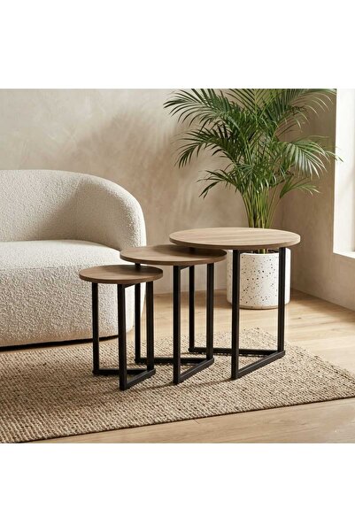 Arnohome طقم طاولات ضيافة مكون من ثلاث قطع متدرجة-مقاس الكبيرة(50*50)سم، والو...