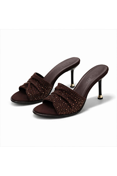 PATRON SHOES Women's Satin Stone Detailed Heeled Slippers – Special Occasion ...