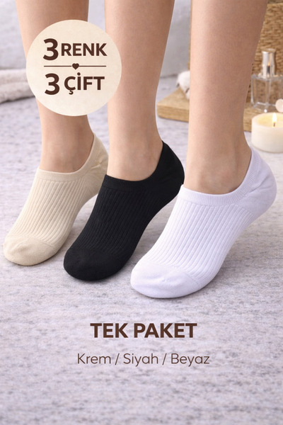 Saria Moda 3 Pairs 3 Colors Cotton Sneakers Booties Socks
