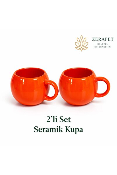 ZERAFET 2 li Seramik Kabak Kupa Bardak