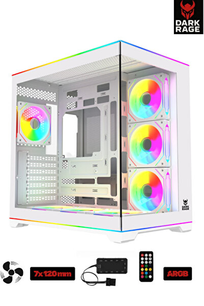 Sarftech Darkrage Beyaz 700W 80Plus 7x120mm Fanlı ARGB Tuş + Kontrolcülü Gami...