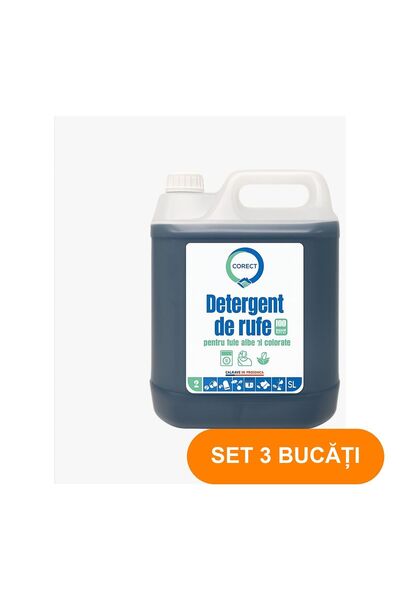 Corect SET 3 PIESE - Detergent lichid de rufe pentru alburi și culori, 5 L (U...