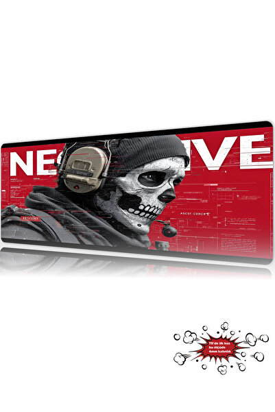 urzuva Red Silence Gaming Oyuncu XL Mouse Pad Mousepad 90X40 cm 4MM Dikişli M...