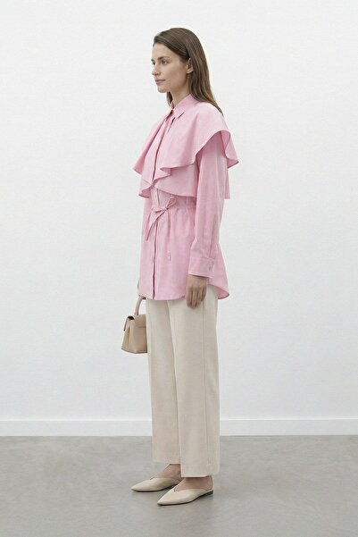 Loreen Cămașă de damă cu guler tip pelerină și șireturi 20758