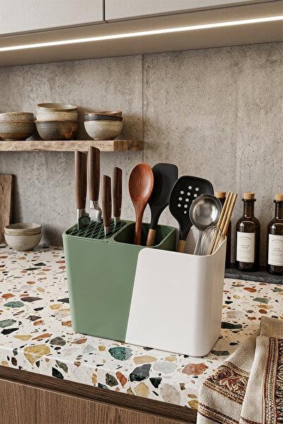 Ela&Elis Suport pentru cuțite și linguri Lida cu 3 compartimente, pentru blat...