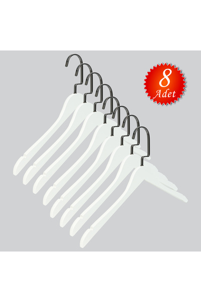 NYN Wooden (Black Nickel Hook) Shirt, T-Shirt, Blouse, Dress Hangers 8 Pieces