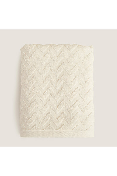Chakra Prosop de baie 100% bumbac zigzag 70x140 cm Ecru