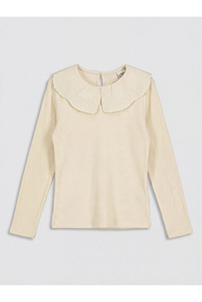 LC Waikiki تي شيرت بناتي بتفاصيل ياقة بيبي روبا من UZG STORE للفتيات الأنيقات