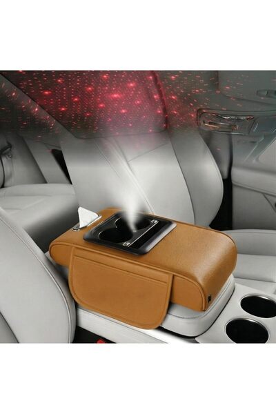 AutoFamily Car Armrest with Cup Holder, USB Charging & Laser Star Light – Mul...