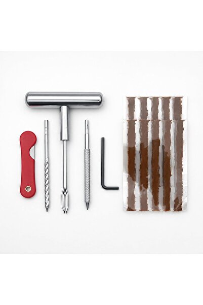 AutoFamily 10 Pcs Tubeless Tire Repair Tool Kit – Heavy Duty T-Handle Plug To...