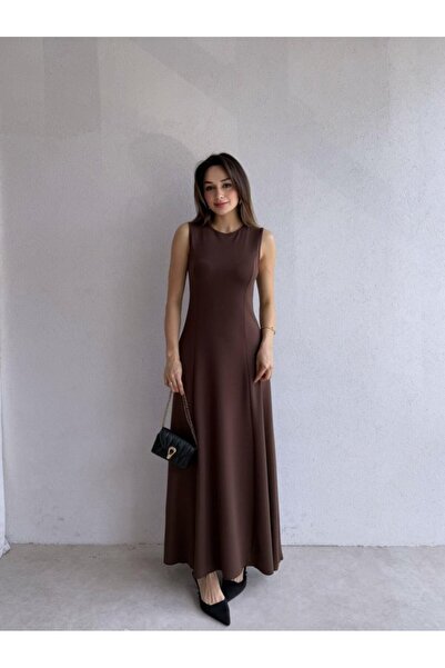 Noi Belis Maxi Boy Volan Detailed Crew Neck Knitted Dress Ss26El0009