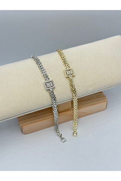 BYYEŞO Baguette Stone Detailed Steel Bracelet Gold