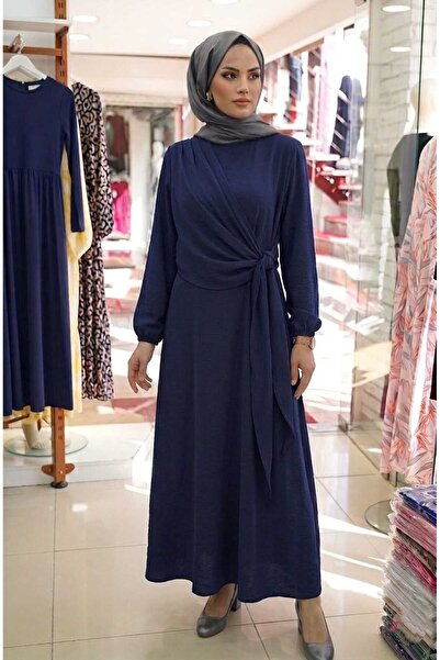 butik hira Asymmetrical Side Tie Ayrobin Fabric Dress