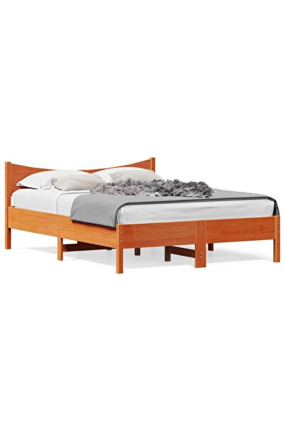 vidaxl Cadru de pat fără saltea, maro ceruit 140x200 cm lemn masiv pin