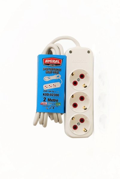 NW NessiWorld Admiral 3' Grounded Group Socket with 2 Meter Cable