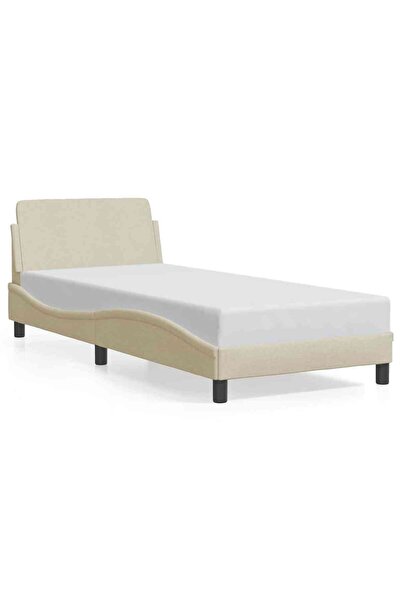 vidaxl Bed frame with headboard, Dover, cream, 80x200 cm, textile