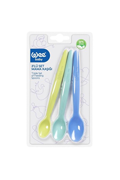 Wee Baby silicone spoons 3 pcs set code 123, Yellow, Green, Blue