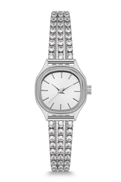 Newera Watch ساعة يد نسائية بتفاصيل حجرية وسلسلة بسيطة