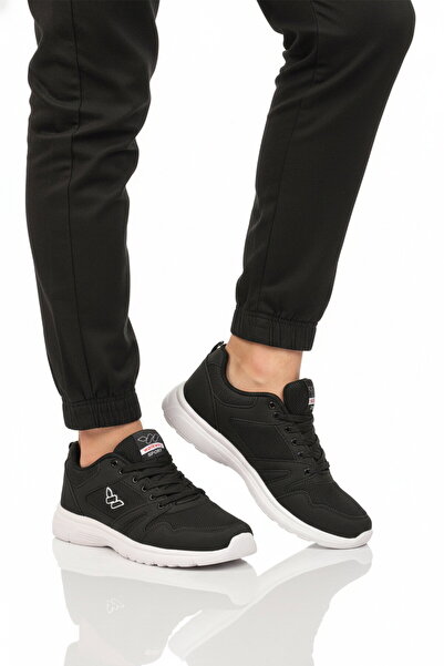 WALKWAY Black and White Mesh Lightweight Flexible Large Size Sports Shoes 020 m