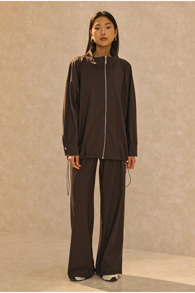 HEQA High Collar Tracksuit Set Bitter Brown