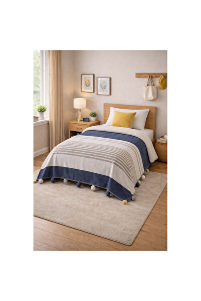 Livoras Home Colorway Tek Kişilik Ponponlu Battaniye