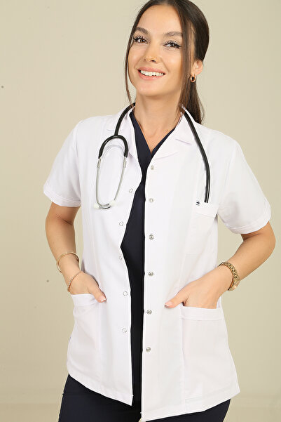 DENİZ İŞ Women's Short Jacket Shirt Collar Apron