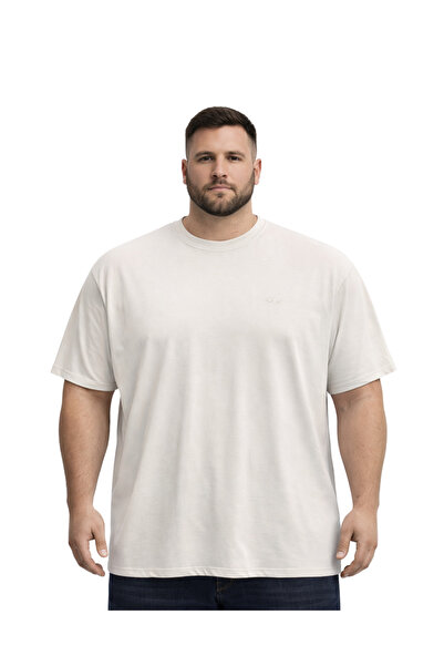 BattalModa Men's Large Size Bone Basic Short Sleeve T-Shirt 3Xl-4Xl-5Xl-6Xl-7...