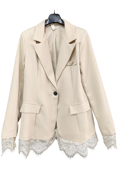 OEM Sacou elegant dama bej cu dantela, S/M