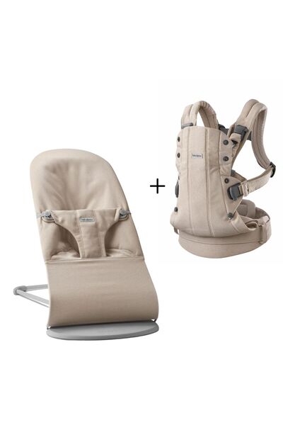 BabyBjörn 2’li Set Bliss Ana Kucağı & Kanguru Harmony Woven Melange Light Beige