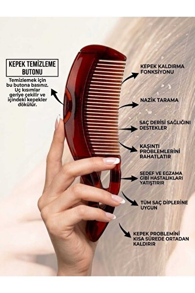 invictus design Kehribar Kepek Kaldırma & Anti-Statik Masaj Saç Fırçası Kendi...