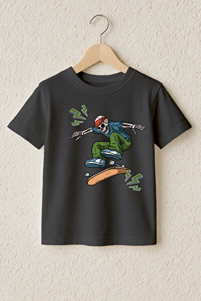 MYADA Премиум тениска от 100% памук със скейтбордърски принт на Скелетор 23391