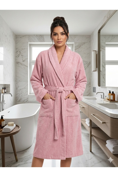 Damlaiso Γυναικείο μπουρνούζι από βαμβακερό γιακά με σάλι