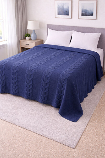 WOOLHOME غطاء سرير تريكو مزدوج الحجم
