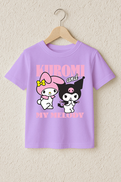 MYADA Μπλουζάκι Kuromi My Melody με στάμπα, 100% βαμβακερό, υψηλής ποιότητας ...