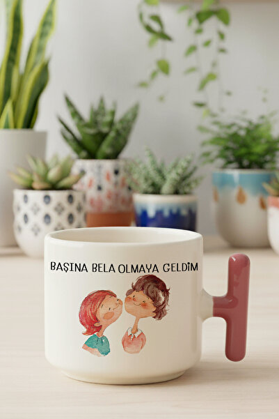 giftkonsept I Came to Get in Trouble Printed T-Handle Latte Cup as a Gift for...