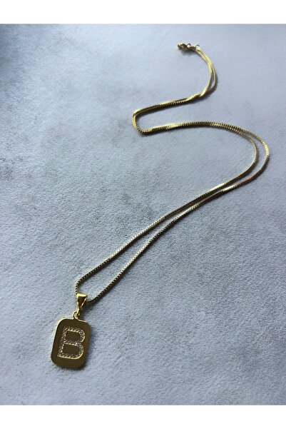 mitico jewellery "B" Taşlı Gümüş Kolye