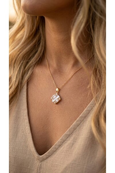İNN JEWELLERY 316 L Steel Necklace, Anti-Tarnish, Anti-Allergic, with Baguett...