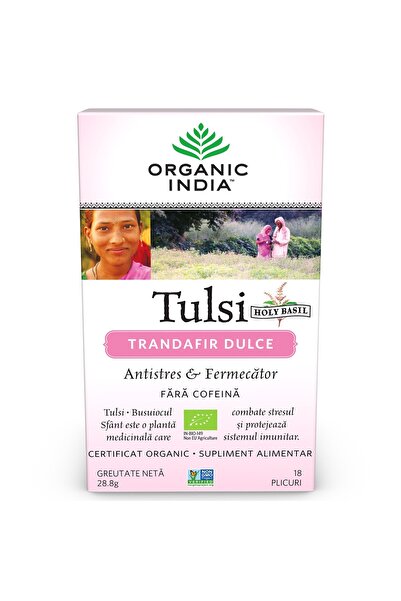 Organic India Ceai Adaptogen Tulsi Trandafir Dulce 18 plicuri