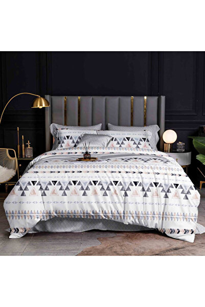 Five Store Lenjerie de pat matrimonial cu husa elastic pat, Afton, bumbac mer...