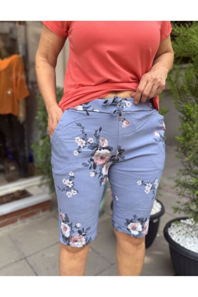 DenizEge Λουλουδάτο Ιταλικό Σορτς Μπλε