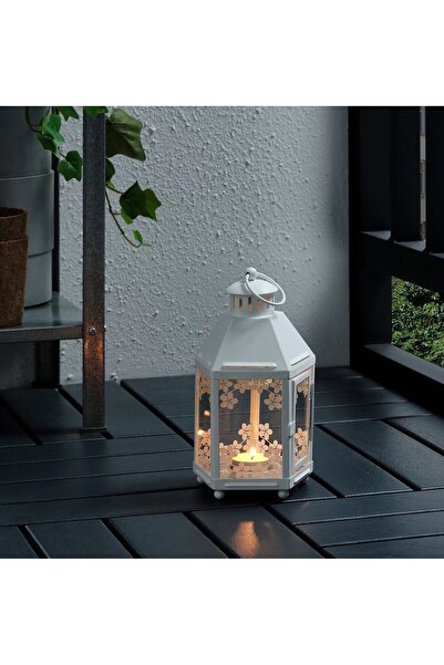 IKEA QUİCK Asılabilir Fener Çiçek Desenli Mumluk Yükseklik 21 Cm Dekoratif Te...