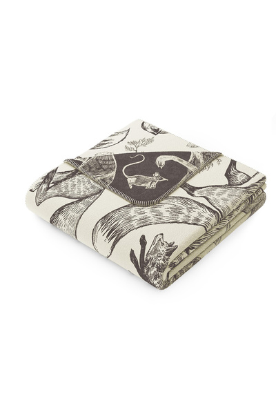 Amelia Home Fox pattern cotton blanket, Zaria, 430 g/m2, 150x200 cm, beige