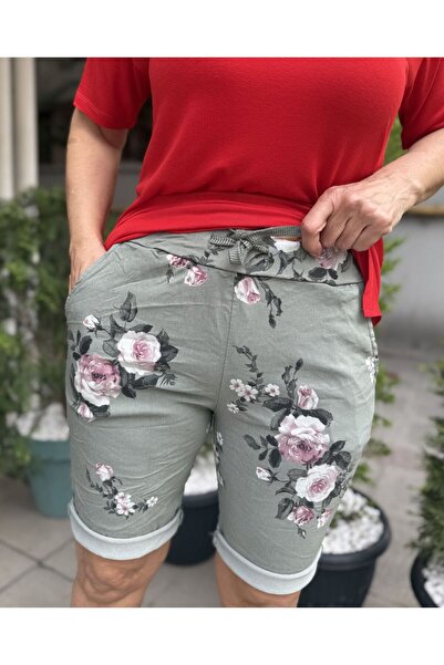 DenizEge Λουλουδάτο ιταλικό σορτς χακί