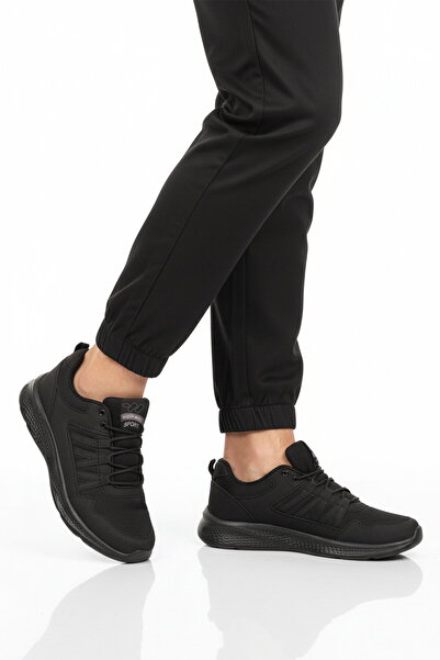 WALKWAY Black Mesh Lightweight Lace-Up Flexible Men's Sports Shoes 2029 m