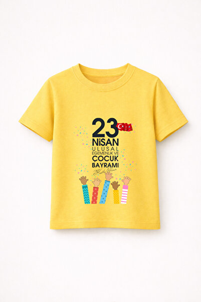 MYADA 23 Απριλίου Happy Hands Printed T-Shirt από 100% βαμβάκι Premium 40017
