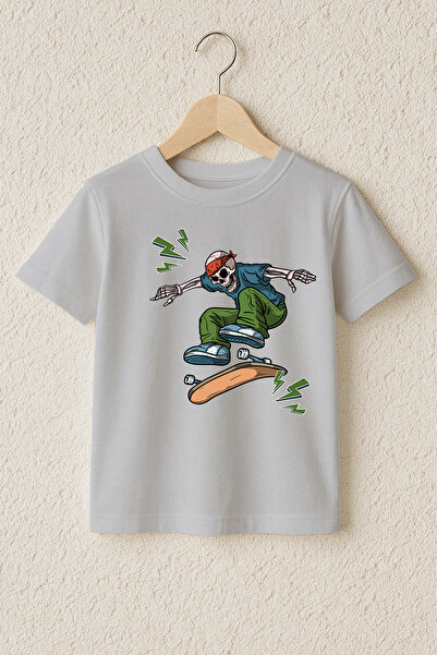 MYADA Премиум тениска от 100% памук със скейтбордърски принт на Скелетор 23391