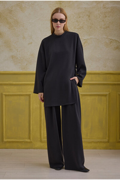 HEQA Tie-Detail Modal Suit Black